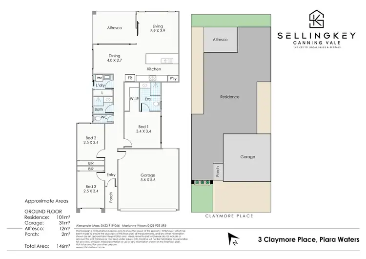 Floorplan of Homely house listing, 3 Claymore Place, Piara Waters WA 6112