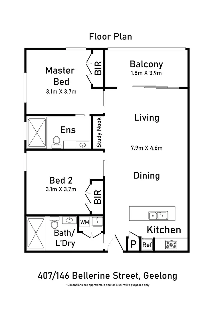 Floorplan of Homely apartment listing, 407/146 Bellerine St, Geelong VIC 3220