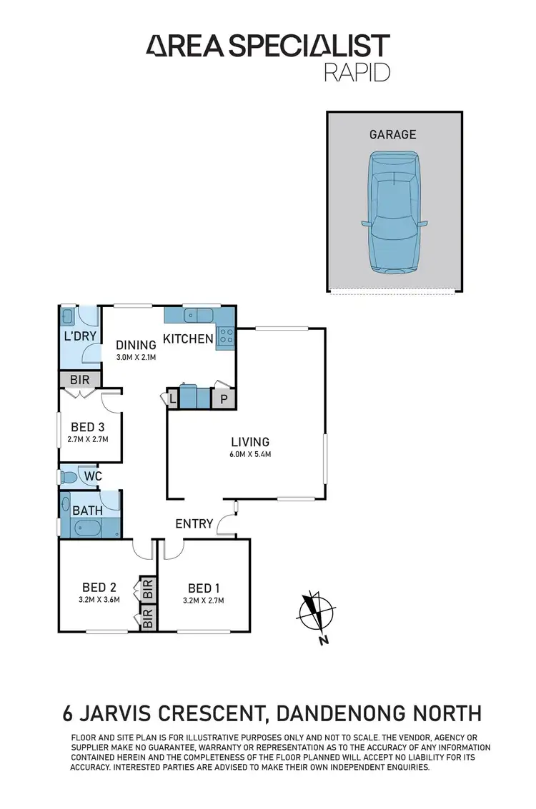 Floorplan of Homely house listing, 6 Jarvis Crescent, Dandenong North VIC 3175