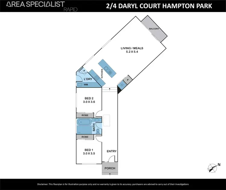 Floorplan of Homely unit listing, 2/4 Daryl Court, Hampton Park VIC 3976