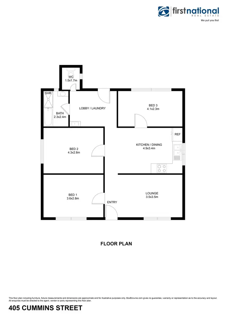 Floorplan of Homely house listing, 405 Cummins Street, Broken Hill NSW 2880