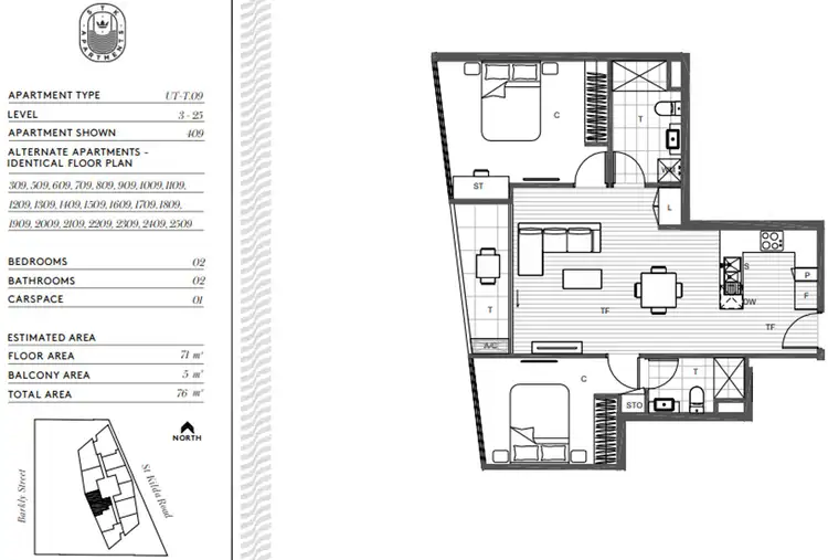 Floorplan of Homely apartment listing, 809/3-5 St Kilda Road, St Kilda VIC 3182