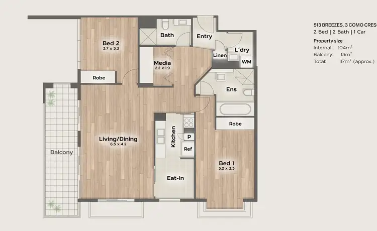 Floorplan of Homely apartment listing, 513/3 Como Crescent, Southport QLD 4215