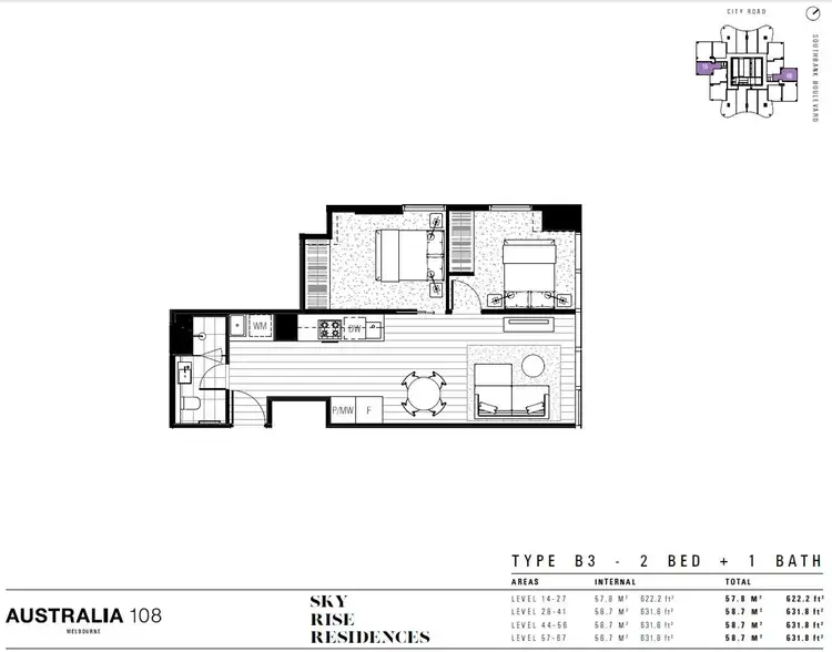 Floorplan of Homely apartment listing, 1906/70 Southbank Boulevard, Southbank VIC 3006