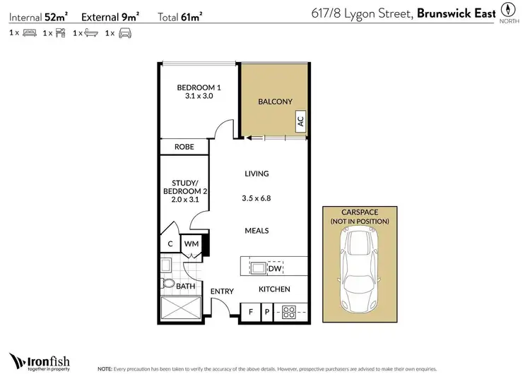 Floorplan of Homely apartment listing, 617/8 Lygon Street, Brunswick East VIC 3057