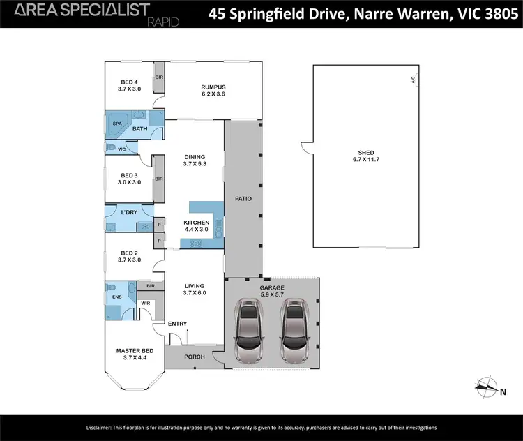 Floorplan of Homely house listing, 45 Springfield Drive, Narre Warren VIC 3805