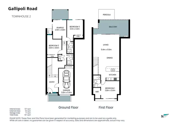 Floorplan of Homely townhouse listing, 2/13 Gallipoli Road, Long Jetty NSW 2261