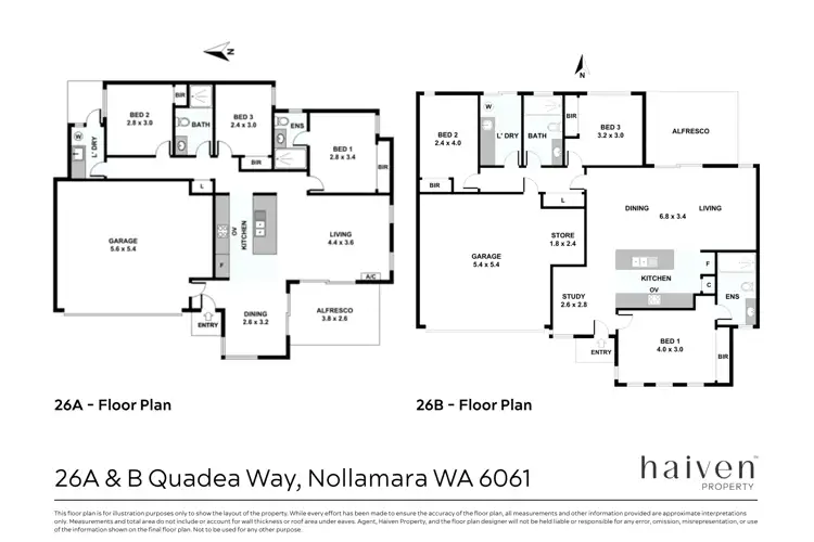 Floorplan of Homely house listing, 26A & B Quadea Way, Nollamara WA 6061