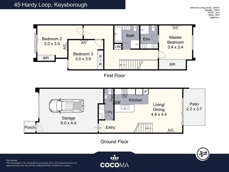 Floorplan of Homely townhouse listing, 45 Hardy Loop, Keysborough VIC 3173