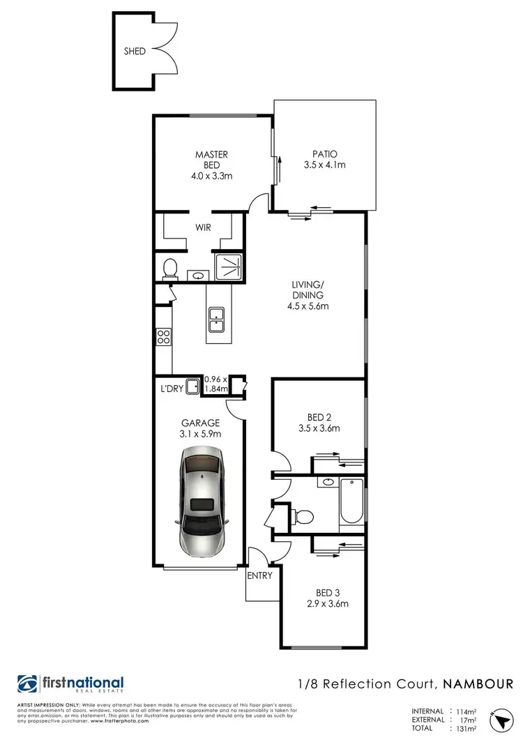 Floorplan of Homely semi-detached listing, 1/8 Reflection Court, Nambour QLD 4560