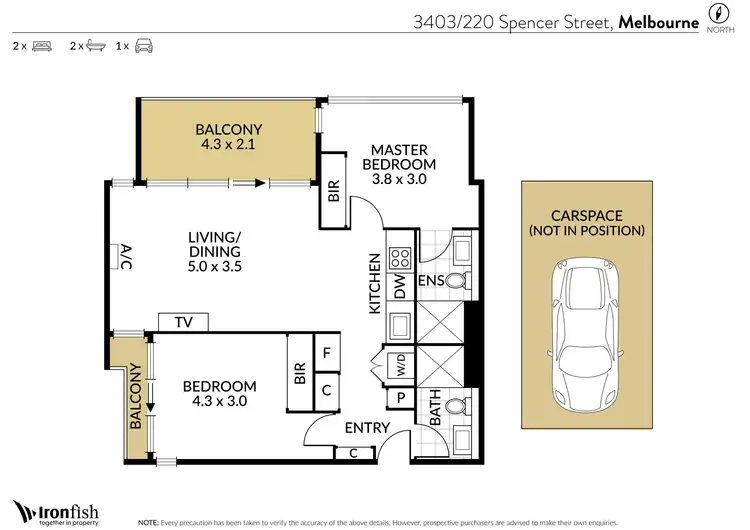 Floorplan of Homely apartment listing, 3403/220 Spencer Street, Melbourne VIC 3000