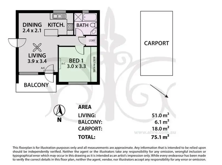 Floorplan of Homely unit listing, 14/16-18 L'Estrange Street, Glenside SA 5065
