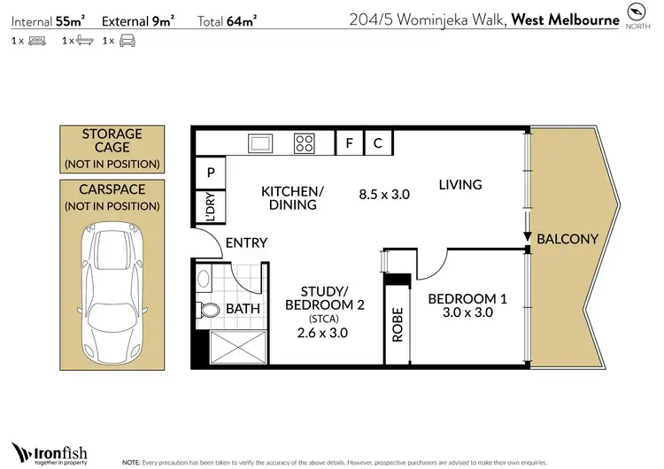 Floorplan of Homely apartment listing, 204/5 Wominjeka Walk, West Melbourne VIC 3003