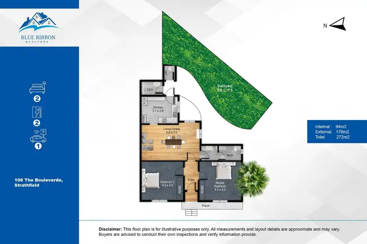 Floorplan of Homely semi-detached listing, 198 The Boulevarde, Strathfield NSW 2135