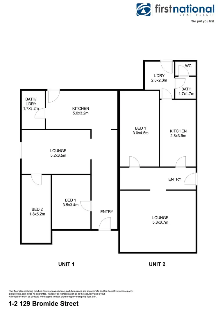 Floorplan of Homely block of units listing, 1-2/129 Bromide Street, Broken Hill NSW 2880