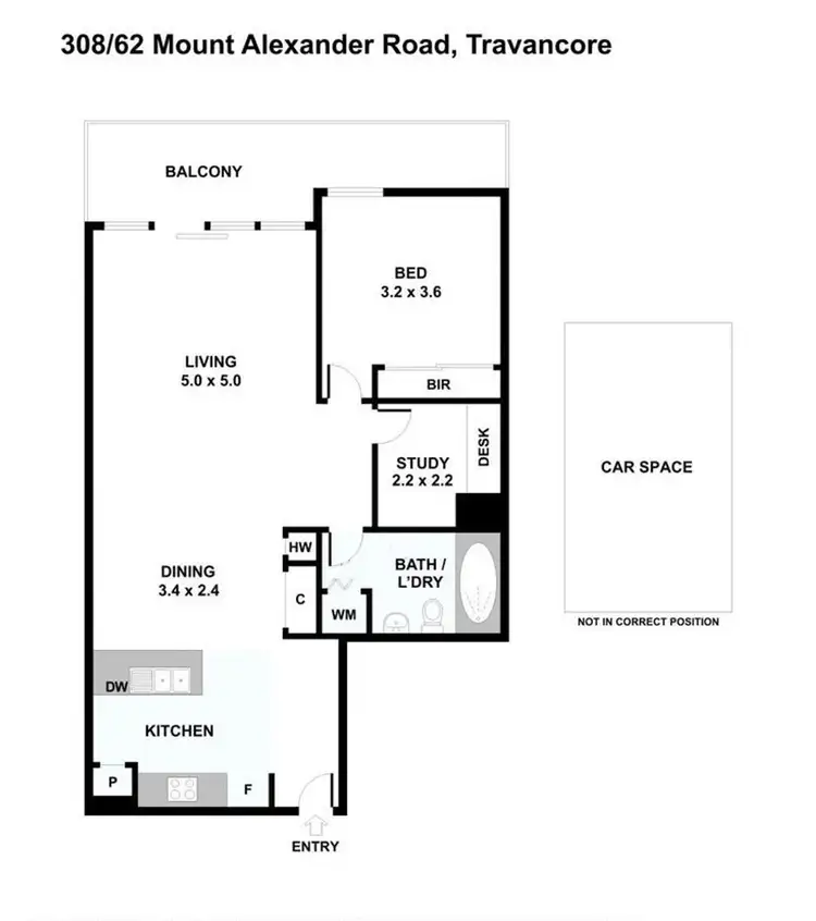 Floorplan of Homely apartment listing, 308/62 Mt Alexander Rd, Travancore VIC 3032