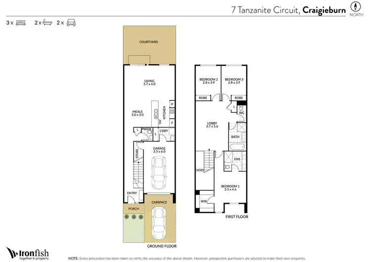 Floorplan of Homely townhouse listing, 7 Tanzanite Circuit, Craigieburn VIC 3064
