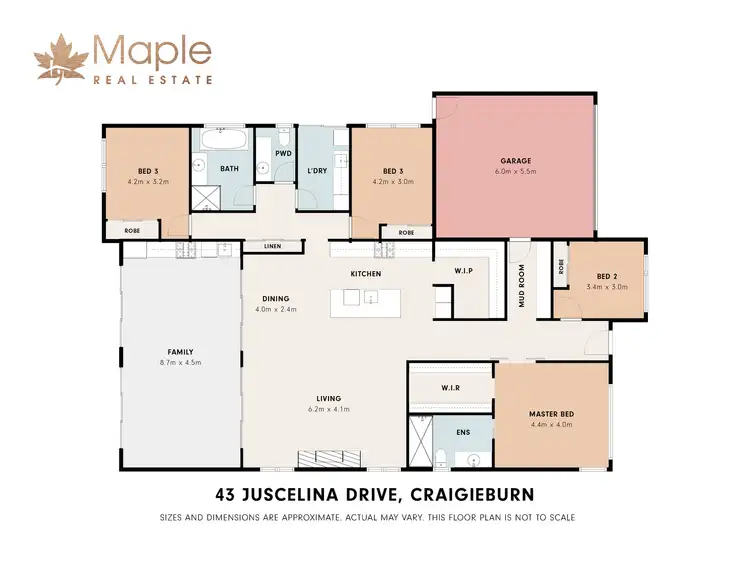 Floorplan of Homely house listing, 43 Juscelina Drive, Craigieburn VIC 3064