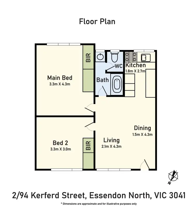Floorplan of Homely unit listing, 2/94 Kerferd Street, Essendon North VIC 3041