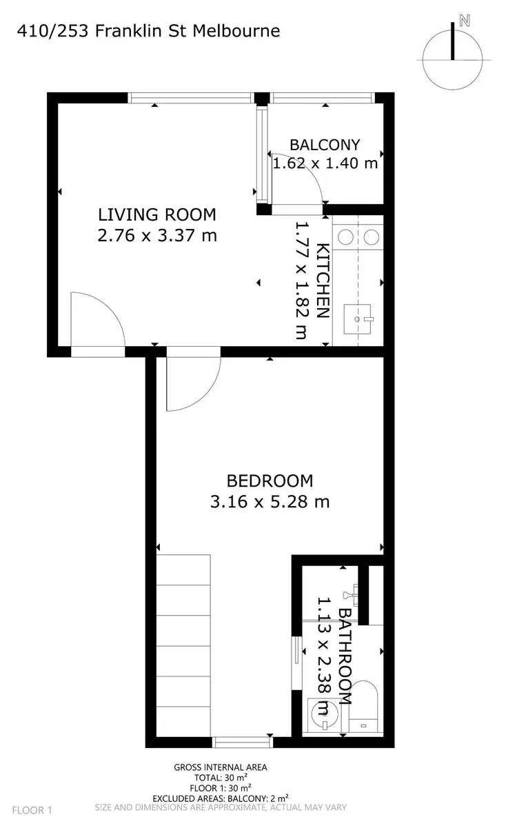 Floorplan of Homely apartment listing, 410/253 Franklin Street, Melbourne VIC 3000