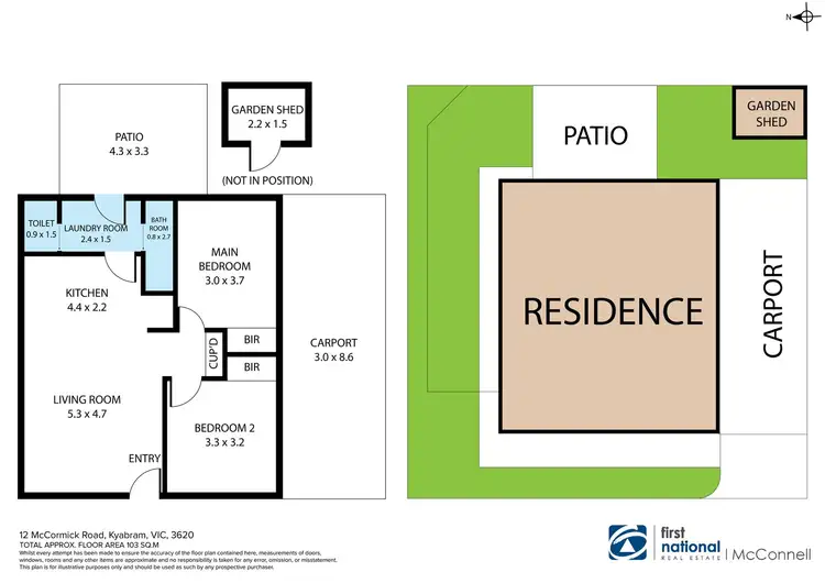 Floorplan of Homely unit listing, 1/12 McCormick Road, Kyabram VIC 3620