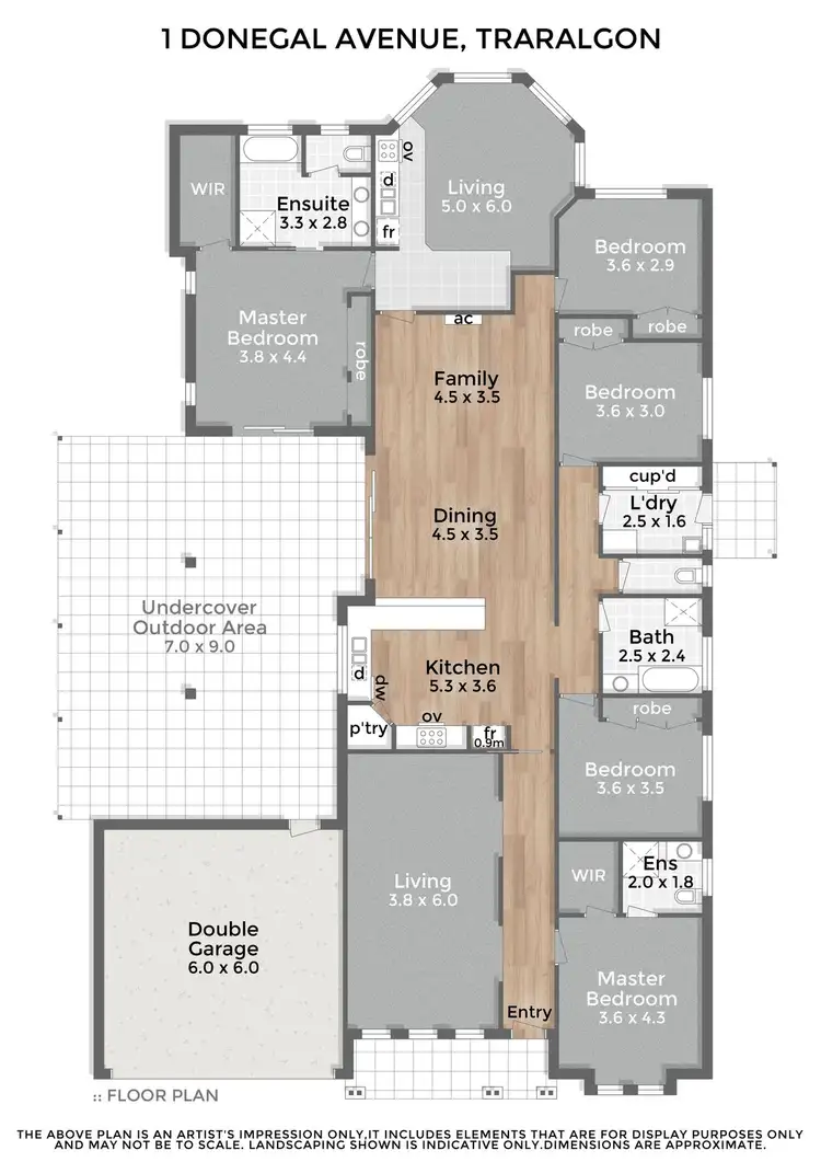 Floorplan of Homely house listing, 1 Donegal Avenue, Traralgon VIC 3844