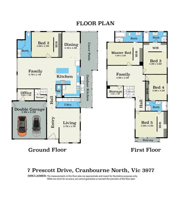 Floorplan of Homely house listing, 7 Prescott Drive, Cranbourne North VIC 3977