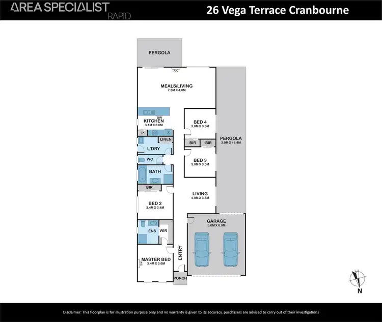 Floorplan of Homely house listing, 26 Vega Terrace, Cranbourne VIC 3977