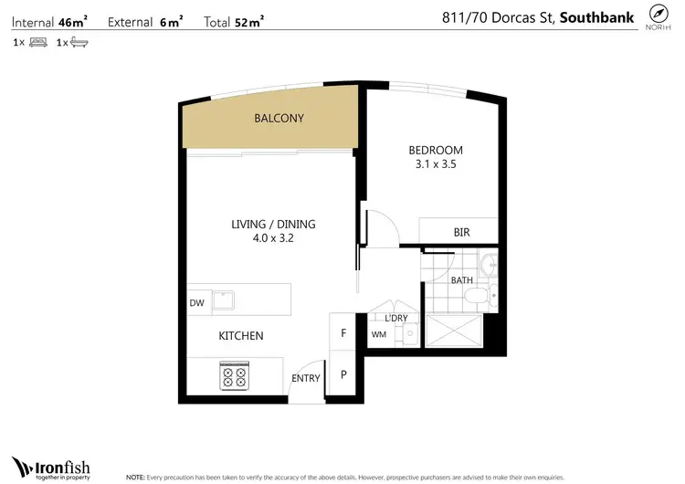 Floorplan of Homely apartment listing, 811/70 Dorcas Street, Southbank VIC 3006