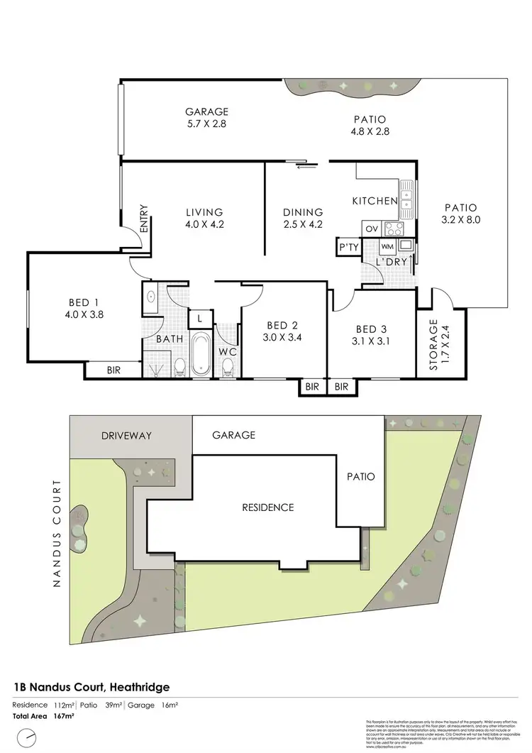 Floorplan of Homely semi-detached listing, 1B Nandus Court, Heathridge WA 6027