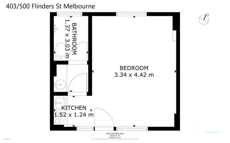 Floorplan of Homely apartment listing, 403/500 Flinders Street, Melbourne VIC 3000