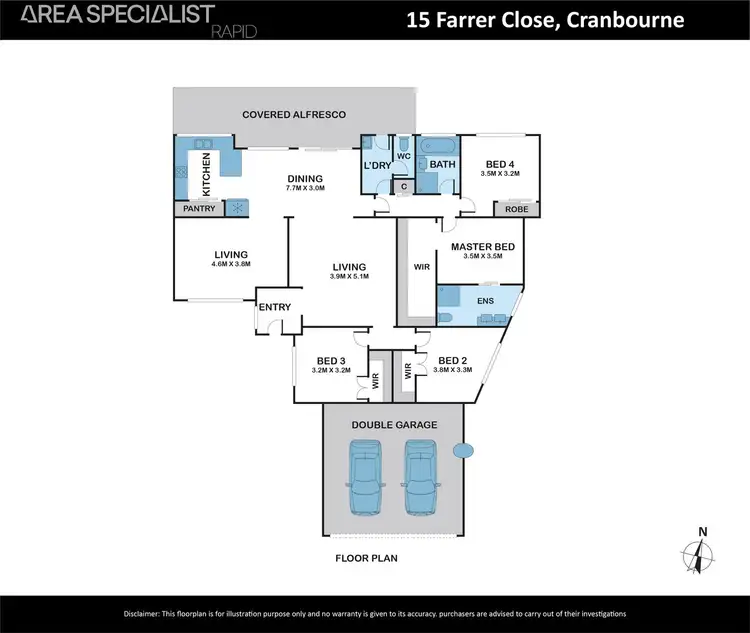 Floorplan of Homely house listing, 15 Farrer Close, Cranbourne VIC 3977