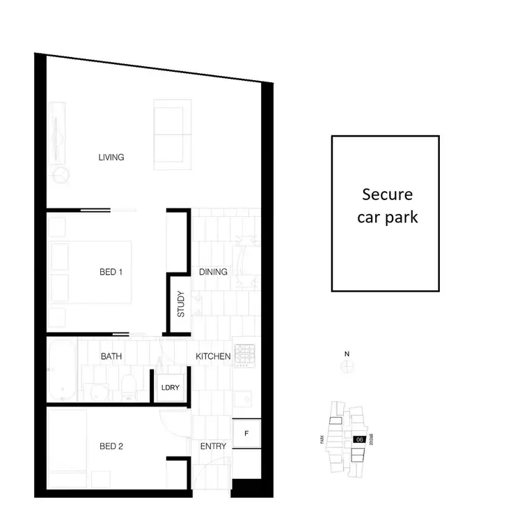 Floorplan of Homely apartment listing, 1206/18 Mt Alexander Road, Travancore VIC 3032