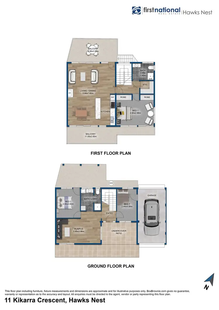 Floorplan of Homely house listing, 11 Kikarra Crescent, Hawks Nest NSW 2324