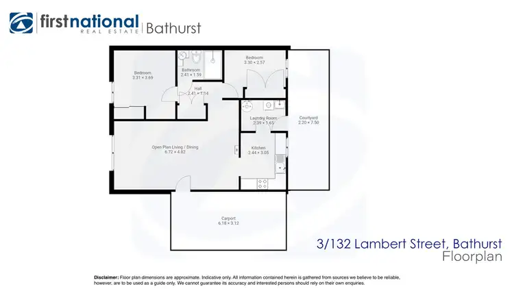 Floorplan of Homely unit listing, 3/132 Lambert Street, Bathurst NSW 2795