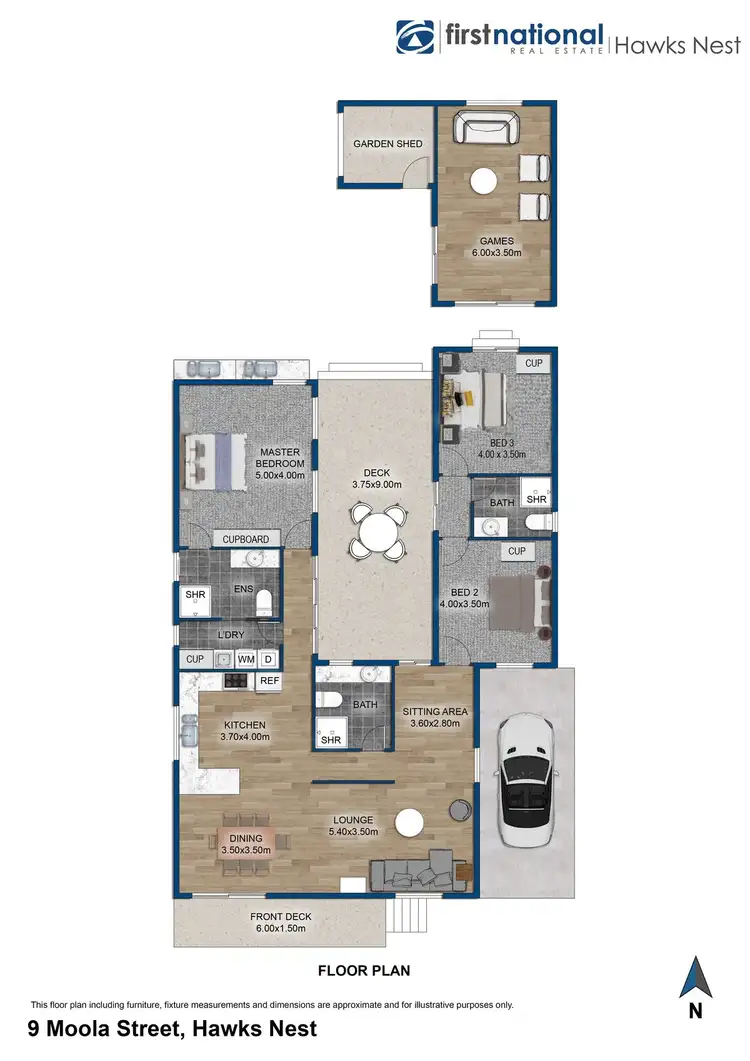 Floorplan of Homely house listing, 9 Moola Street, Hawks Nest NSW 2324