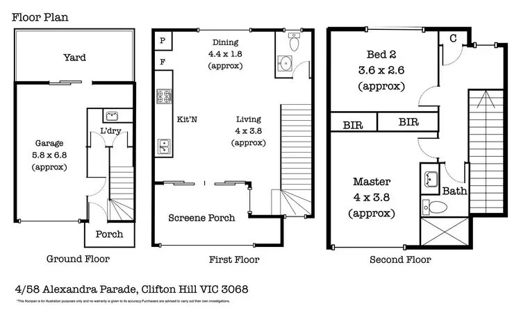 Floorplan of Homely townhouse listing, 2/58 Alexandra Parade, Clifton Hill VIC 3068
