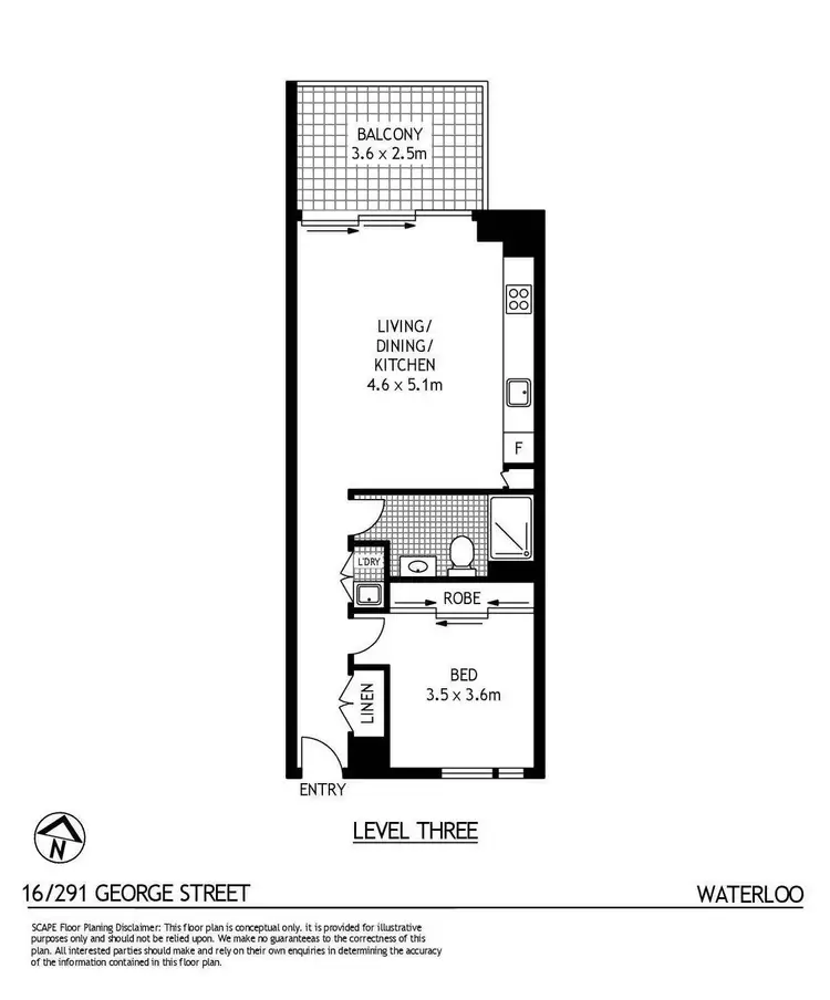 Floorplan of Homely unit listing, 16/291 George Street, Waterloo NSW 2017