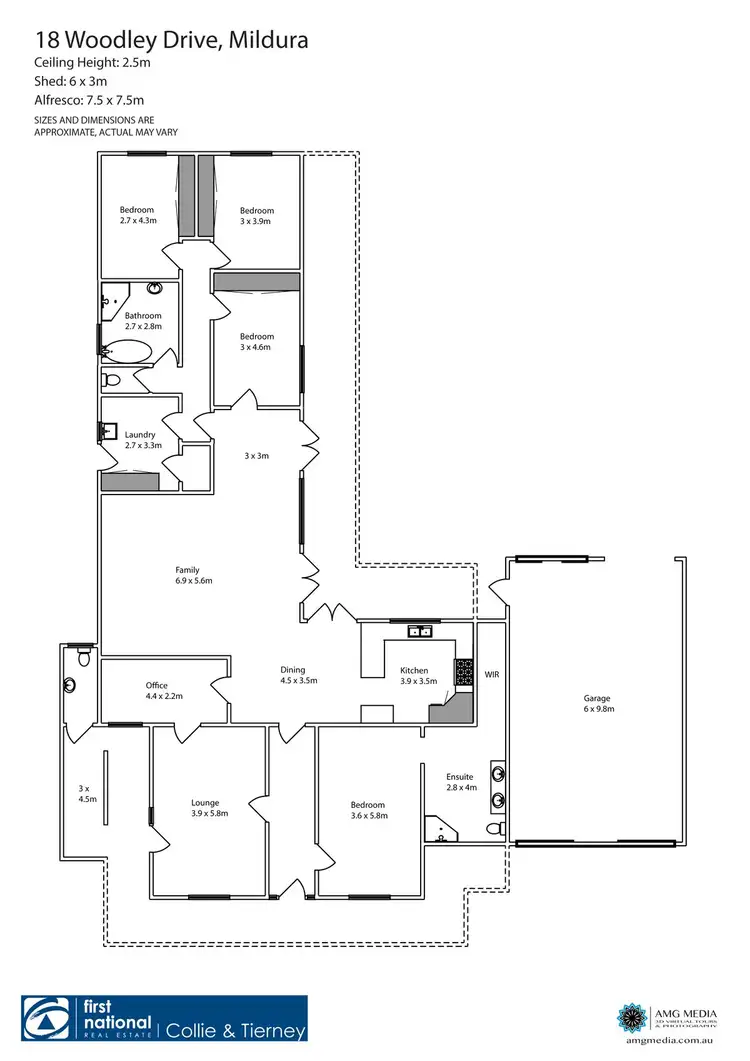 Floorplan of Homely house listing, 18 Woodley Drive, Mildura VIC 3500