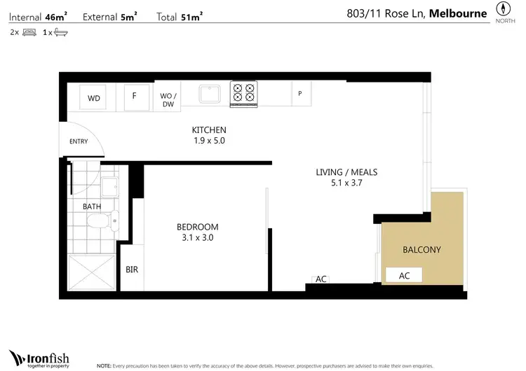 Floorplan of Homely apartment listing, 803/11 Rose Lane, Melbourne VIC 3000