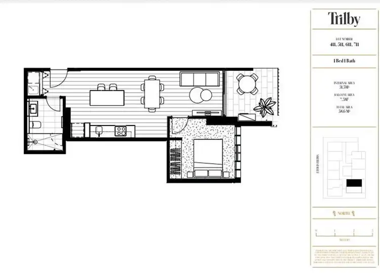 Floorplan of Homely apartment listing, 511/470 Smith St, Collingwood VIC 3066
