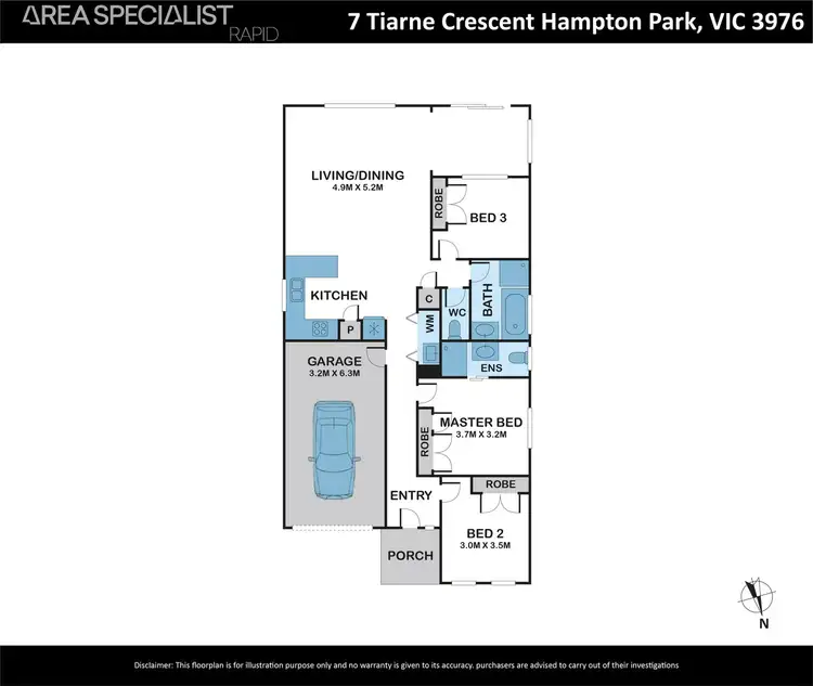 Floorplan of Homely house listing, 7 Tiarne Crescent, Hampton Park VIC 3976
