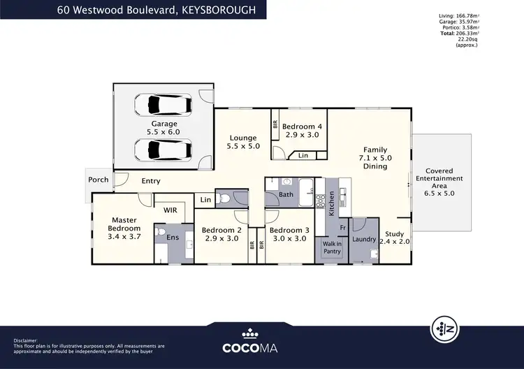 Floorplan of Homely house listing, 60 Westwood Boulevard, Keysborough VIC 3173
