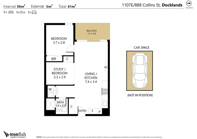 Floorplan of Homely apartment listing, 1107E/888 Collins Street, Docklands VIC 3008