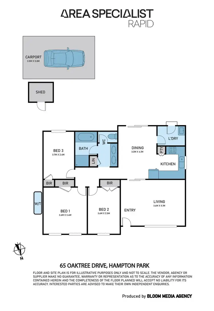Floorplan of Homely house listing, 65 Oaktree Drive, Hampton Park VIC 3976