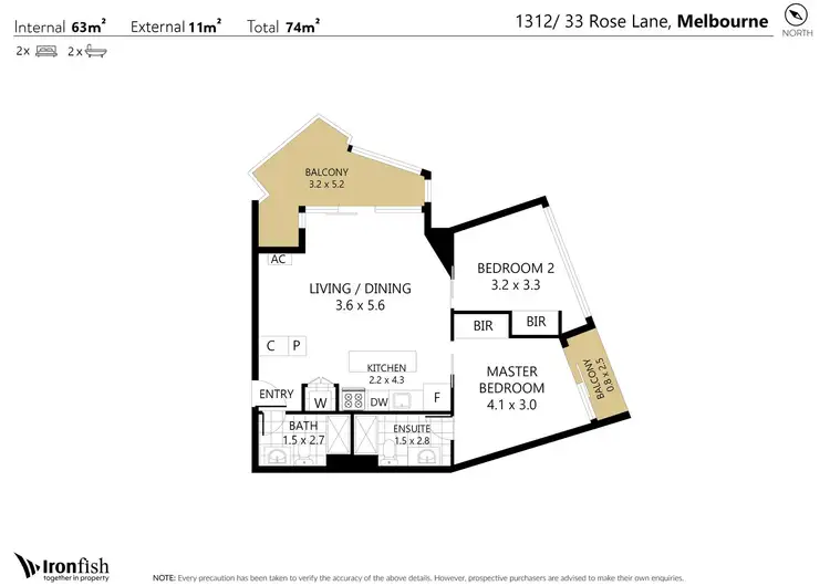Floorplan of Homely apartment listing, 1312/33 Rose Lane, Melbourne VIC 3000