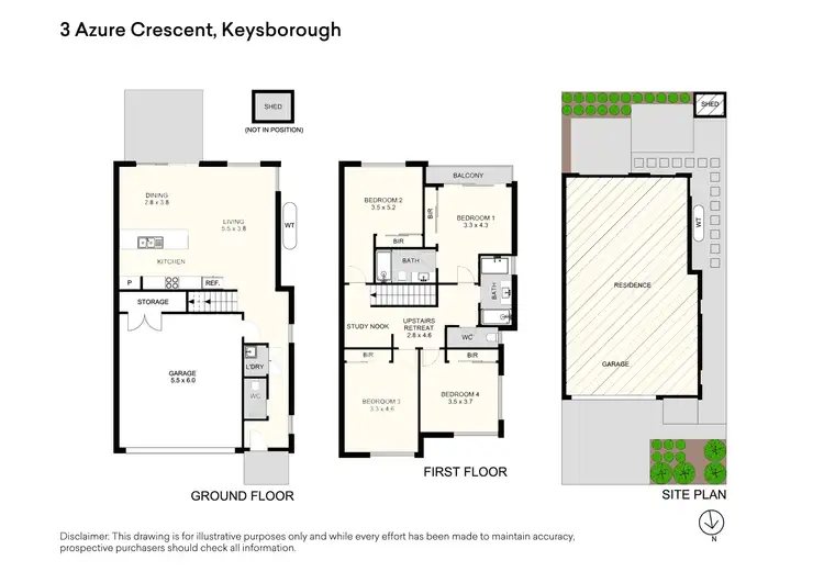 Floorplan of Homely townhouse listing, 3 Azure Crescent, Keysborough VIC 3173