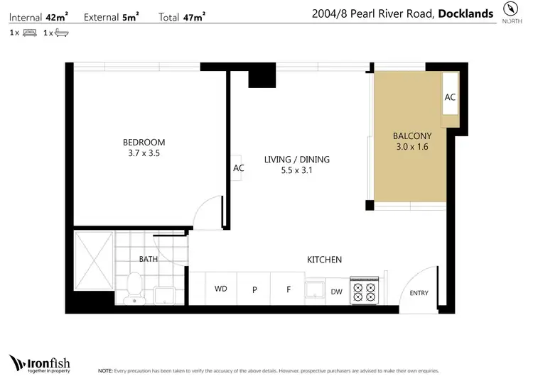 Floorplan of Homely apartment listing, 2004/8 Pearl River Road, Docklands VIC 3008