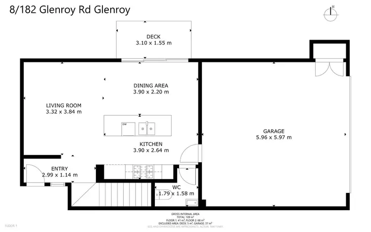 Floorplan of Homely townhouse listing, 8/182 Glenroy Road, Glenroy VIC 3046
