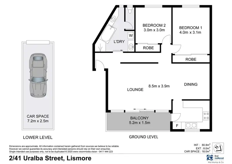 Floorplan of Homely unit listing, 2/41 Uralba Street, Lismore NSW 2480